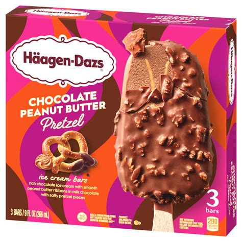 Haagen Dazs Chocolate Peanut Butter Pretzel Bars Front Right Elevated