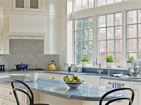 Blue Flower Granite With Backsplash — Madison Art Center Design