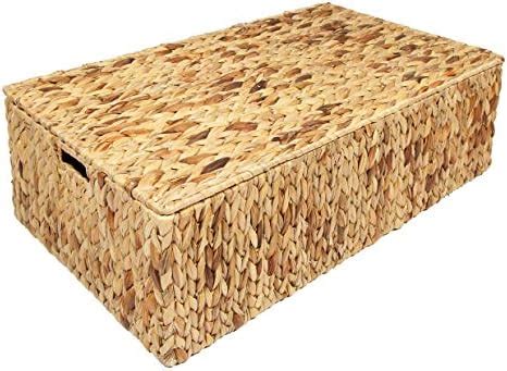 Woodluv Set Of Water Hyacinth Under Bed Storage Box Chest Basket