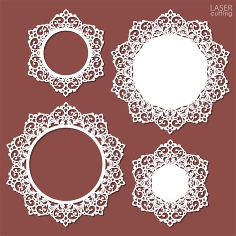 Premium Vector Laser Cut Frame Collection With Swirls Lace Border