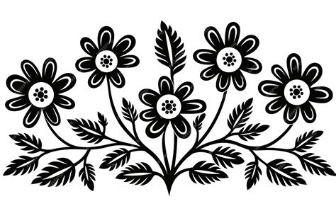 Premium Photo Coloring Page For Folk Art Flower Drawing Tradition