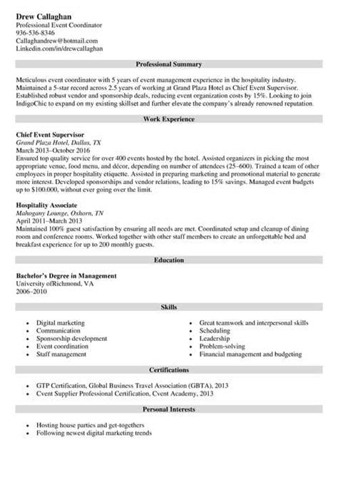 Event Coordinator Resume Sample And Job Description