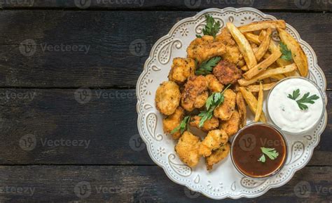 Fried chicken with french fries 23300797 Stock Photo at Vecteezy