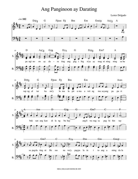 Ang Panginoon Ay Daratingby Lester Delgado Sheet Music For Soprano Bass Voice Choral