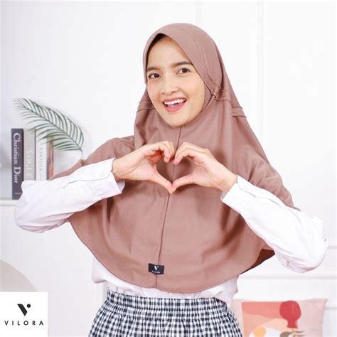 Jual Vilora Kerudung Sekolah Serut New Color 2023 Hijab Instan