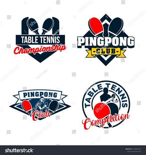 Set Table Tennis Badges Emblems Logos Stock Vector Royalty Free