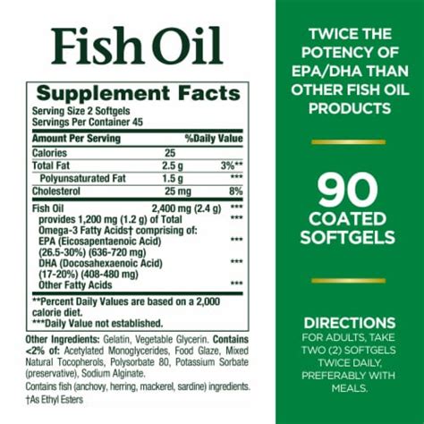 Natures Bounty Fish Oil 2400 Mg Heart Health Support Softgels 90 Ct