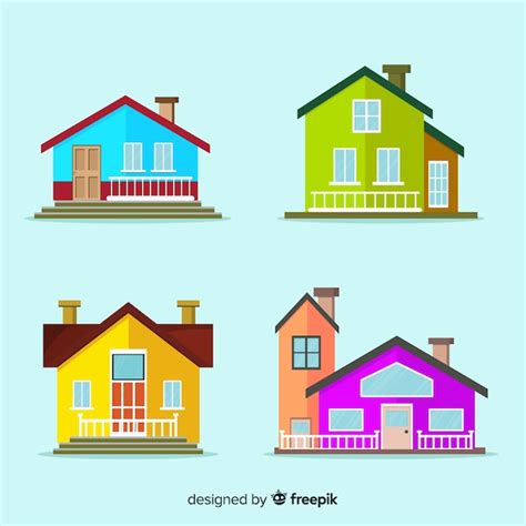 Free Vector | Colorful housing collection with cartoon style