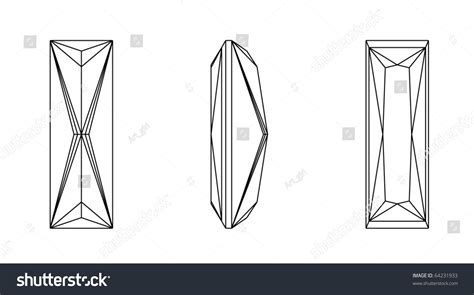 Vector Illustration Baguette Shapes Of A Gemstone Against White ...