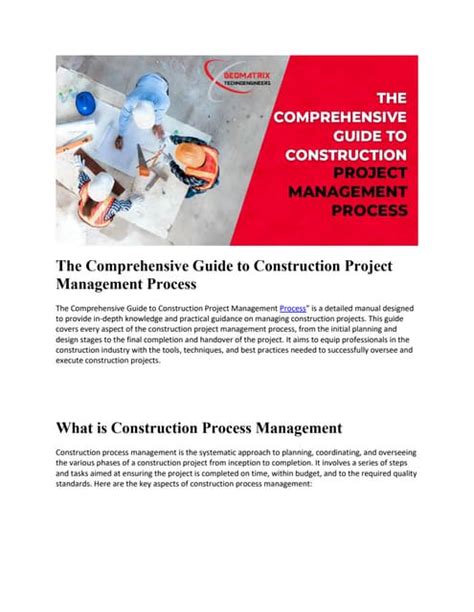 The Comprehensive Guide To Construction Project Management Process Pdf