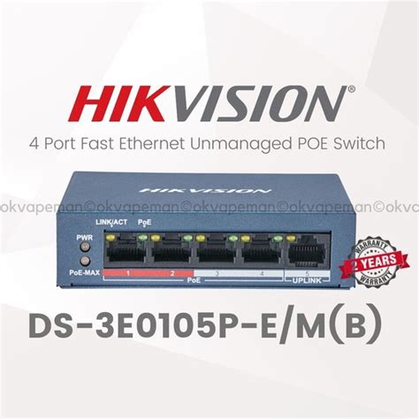 Jual Hikvision Ds E P E M B Poe Switch Port Desktop Hub