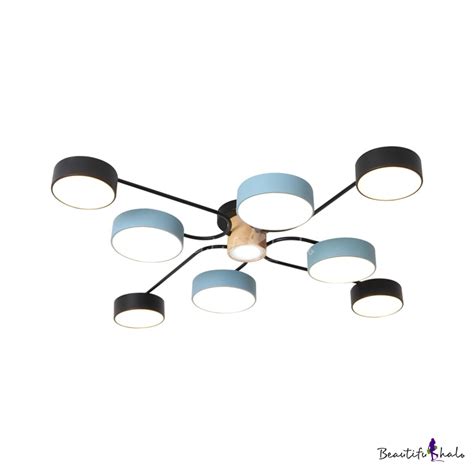 Black And Blue Molecule Ceiling Light Macaron Head Led Semi Flush