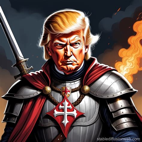 Donald Trump As A Templar Knight With A Shotgun Stable Diffusion Online