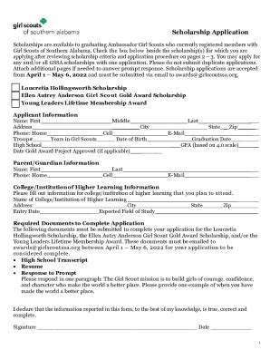 Fillable Online Scholarship Application Use This Form To Apply For