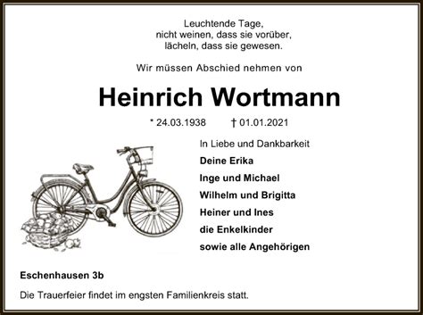 Traueranzeigen Von Heinrich Wortmann Trauer Kreiszeitung De