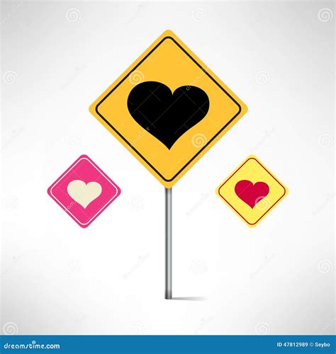 Heart Road Signs Set Love Warning Stock Vector Illustration Of Pass