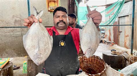 KASIMEDU SPEED SELVAM BLOCK POMFRET FISH CUTTING IN KASIMEDU FISH