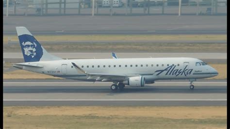 Alaska Airlines Skywest Embraer Erj 175 N173sy Takeoff From Pdx Youtube