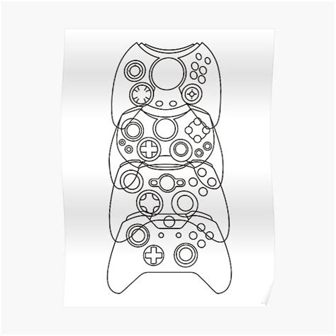 Xbox Controller Evolution Black Lines Poster For Sale By