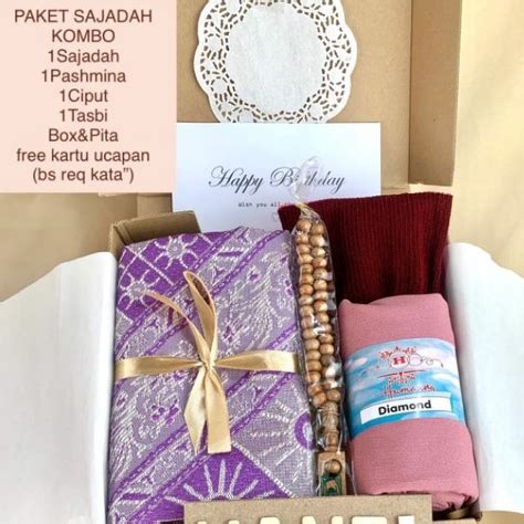 Jual Hampers Kado Gift Box Hadiah Sajadah Hijab Pashmina Ceruty