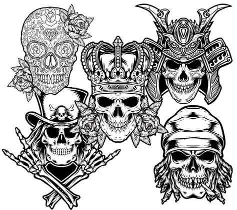 Skull For Coloring Page PDF For Adults Kid Printable Etsy Skull