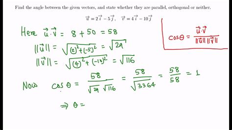 Trigonometry Find The Angle Between Two Vectors Youtube