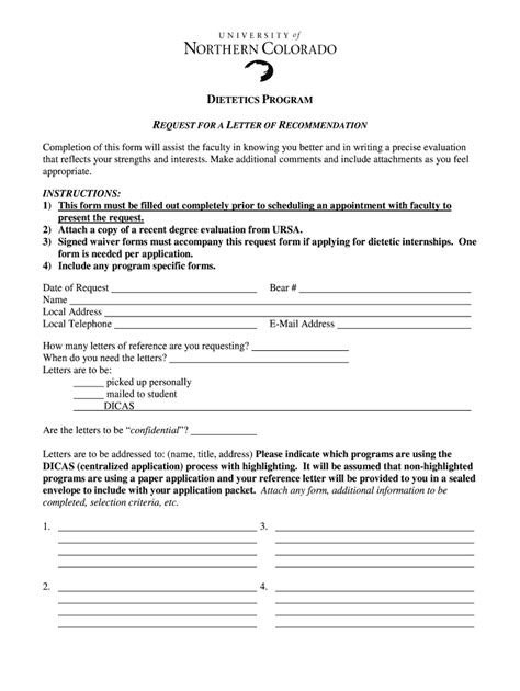 Fillable Online Unco Request For Letter Of Rec Form Pdf Unco Fax