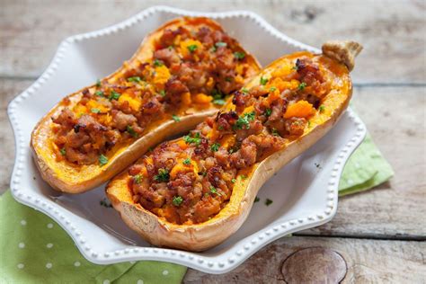 Butternut Farcie Aux Lardons Recipe Meat Recipes Butternut Cooking