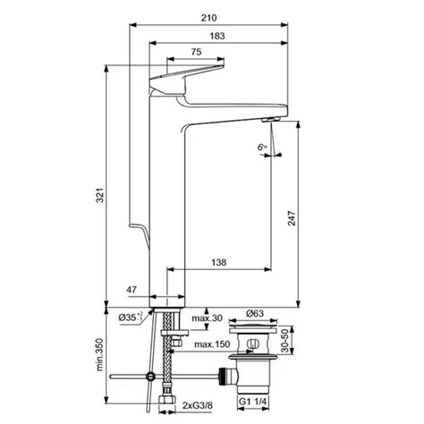 Baterie Lavoar Inalta Cu Monocomanda Si Ventil Ideal Standard Ceraplan