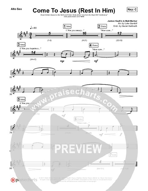 Come To Jesus Rest In Him Choral Anthem SATB Alto Sax Sheet Music