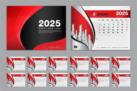 Calendar 2025 Template Set Vector Week Starts Sunday Set Of 12 Month