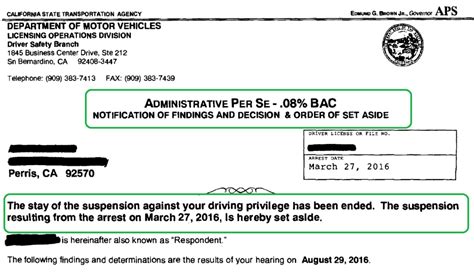 Notification Of Findings And Decision Administrative Per Secalifornia