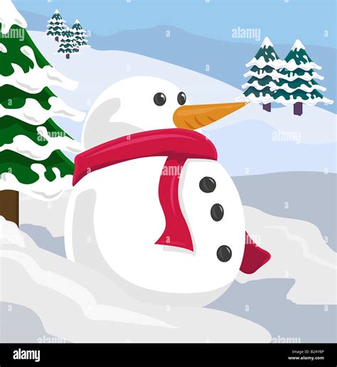 A snowman in a winter scene Stock Photo - Alamy