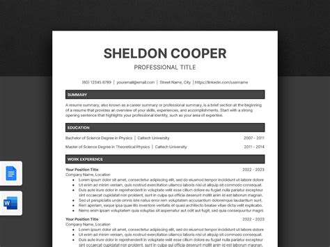 Resume Template Resume Template Google Docs Resume - Etsy