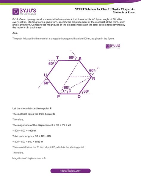 Ncert Solutions For Class 11 Physics Chapter 4 Motion In A Plane