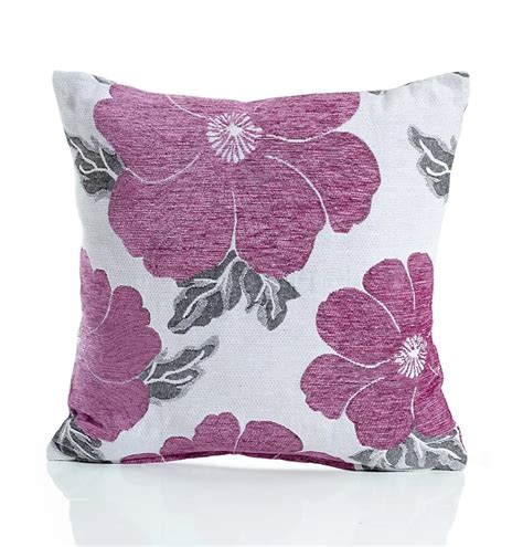 Poppy 45cm X 45cm Luxury Floral Chenille Cushion Pinkgrey Diy At Bandq