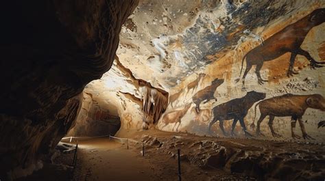 Ancient cave paintings depicting animals | Premium AI-generated image