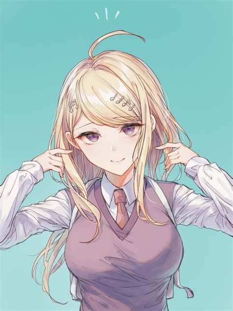 Safebooru 1girl Ahoge Akamatsu Kaede Backpack Bag Bangs Blonde Hair