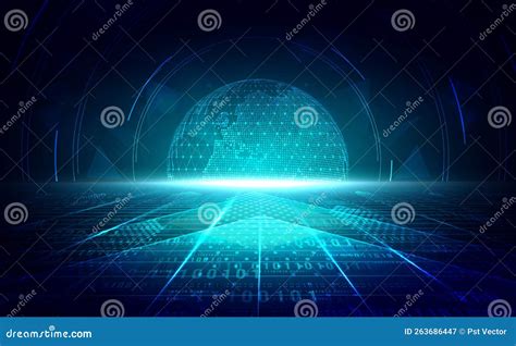 Abstract Digital Technology Big Data Blue Green Background Cyber Nano Information Communication