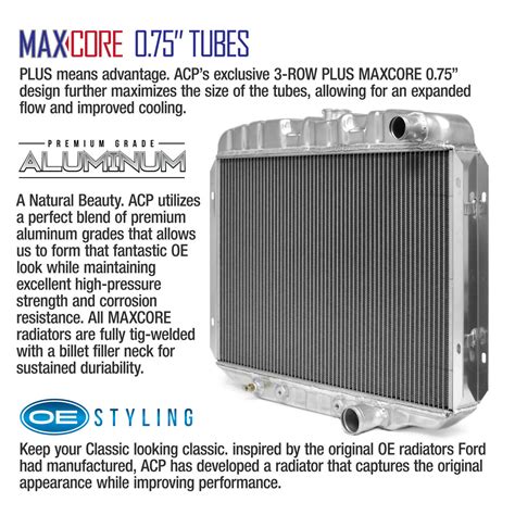 ACP Fm Er306 Mustang Radiator MAXCORE Plus 3 Row Aluminum Type 338 Oe