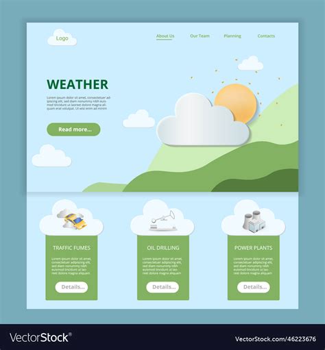 Weather flat landing page website template Vector Image