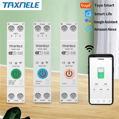 A Tuya Wifi Smart Switch P Circuit Breaker Energy Meter Kwh Power