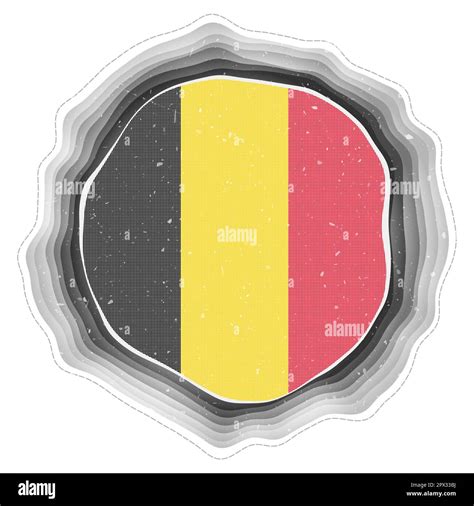 Belgium Flag In Frame Badge Of The Country Layered Circular Sign