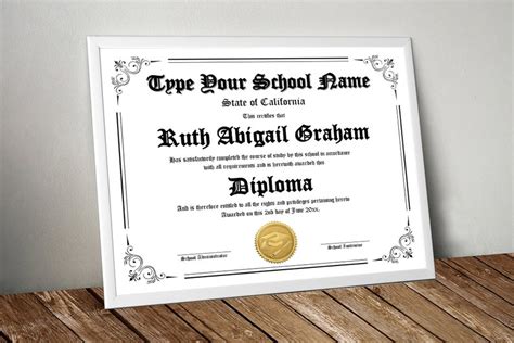 Editable High School Diploma Printable Homeschool Diploma Template