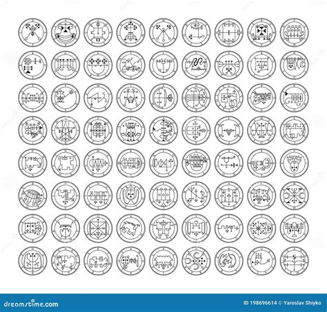 Collection Of Demon Symbols And Their Sigils Cartoon Vector | CartoonDealer.com #199274129