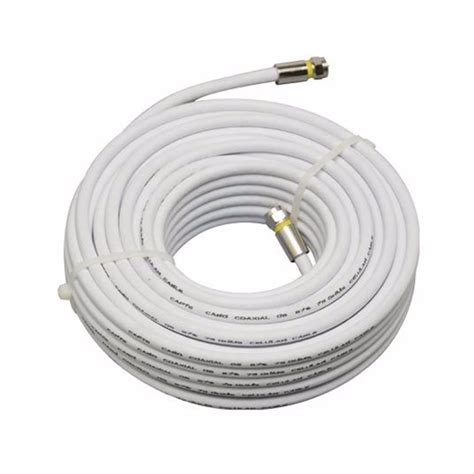 Cabo Rg Branco Metros Coaxial Antena Tv Crimpado R Em