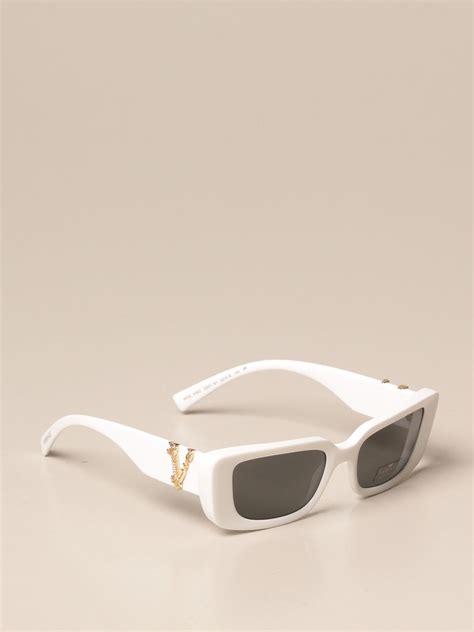 Versace Acetate Sunglasses With V Virtus Logo White Versace