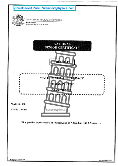 Maths Literacy Grade 12 March 2023 Qp And Memo Studocu