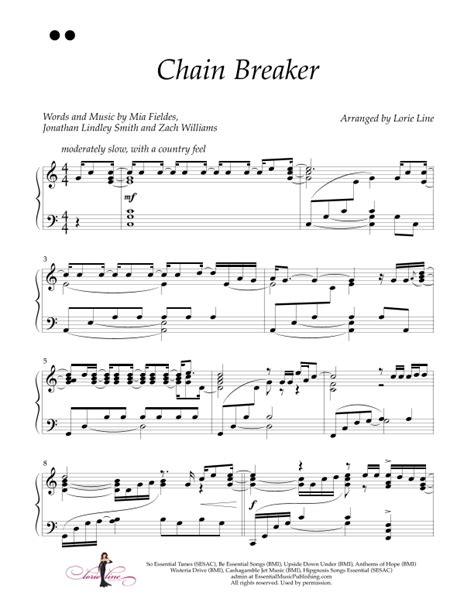 Chain Breaker Arr Lorie Line By Jonathan Smith Sheet Music For Piano