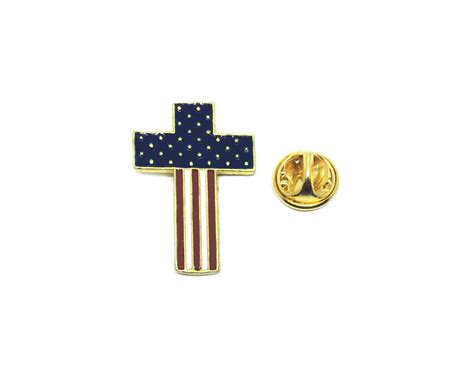 American Flag Cross Enamel Pin Finox